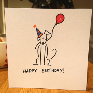 Hand drawn Happy Birthday! Stick Dog card