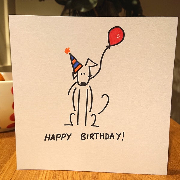 Joyeux anniversaire dessiné à la main ! Carte Stick Dog