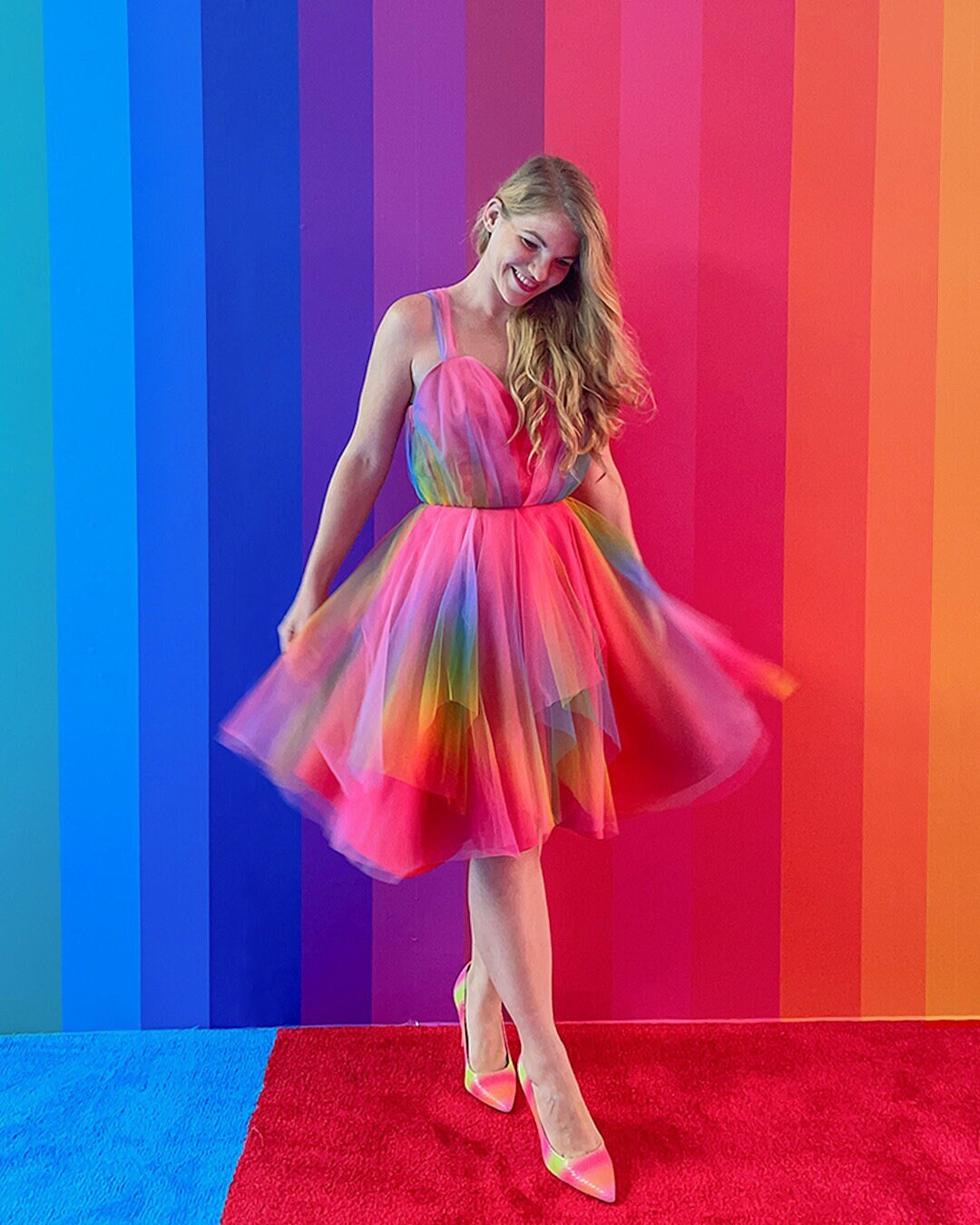 Rainbow fit and flare dress discount
