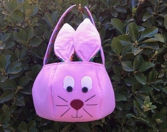 Handmade Easter Basket Easter Bunny Basket Floppy Ears Bunny Bag Bucket Reusable Basket Pink Easter basket Pink Rabbit Jellybean Spring