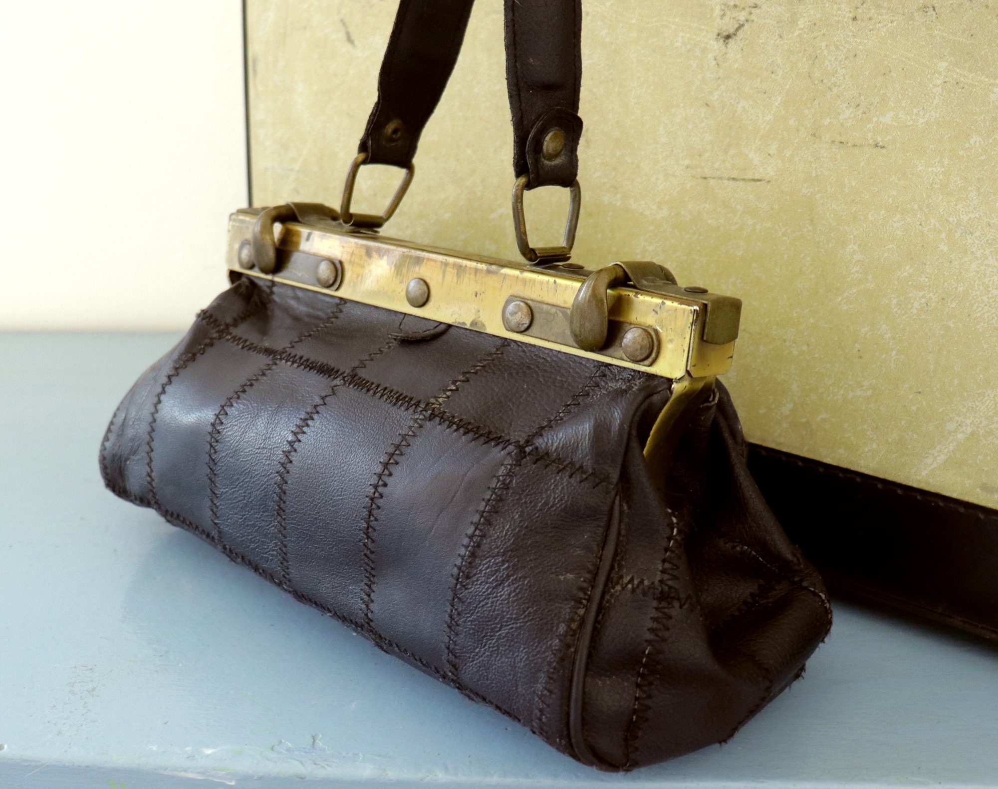 Vintage Gladstone Bag Retro Black Faux Leather Doctor's Etsy Singapore