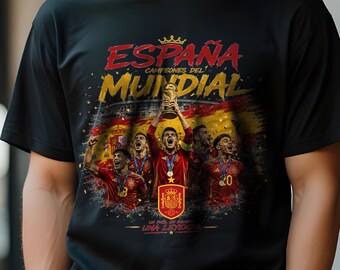 Spain 2026 World Champions Shirt, España Campeones del Mundial Soccer T-Shirt, Spanish Football Fan Gift, Red and Gold Victory Tee