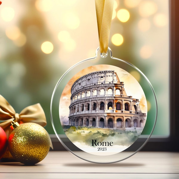 Personalized Italy Ornament, Rome, Italy Christmas Ornament,  Italian Ornament, Travel Souvenir, Vacation ornament Italia, Colosseum