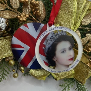 Queen Elizabeth II ornament, United Kingdom ornament, In Memory of Her Majesty the Queen, Commemorative Ornament 1926-2022, memorial