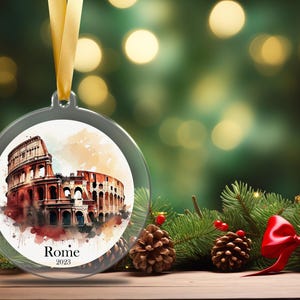 Personalized Italy Ornament, Rome, Italy Christmas Ornament,  Italian Ornament, Travel Souvenir, Vacation ornament Italia, Colosseum