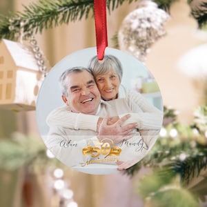 De gepersonaliseerde herinnering van het Ornament van het Ornament van het Huwelijk van de foto van het Ornament van de verjaardag van het 50ste Huwelijk van Kerstmis, het Ornament van Kerstmis, het Ornament van de Douane.