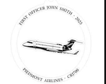 Personalisierte erste Offizier Flug Ornament, Pilot Ornament, Kapitän Geschenk, Luftfahrt Geschenke, Pilot Geschenk, Flugzeug Ornament, CRJ700.