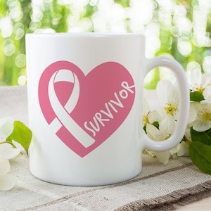 Surviver Breast Cancer Mug, Awareness Ribbon Mug, Breast Cancer Mug-Fighter, Custom Cancer Ribbon Gift, Cancer Survivor Gift