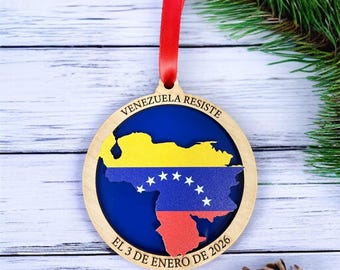 Venezuela Resiste Ornament - Venezolanische Flagge Karte Andenken, 3. Januar 2026 Gedenkschmuck, Venezuela Freiheit, handgefertigte Holzverzierung