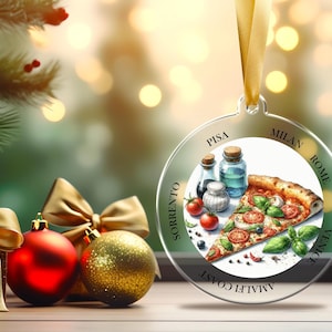 Personalized Italy Ornament, Italy Christmas, Italian Ornament, Travel Souvenir, Vacation ornament Italia, Italy Souvenir, Pizza.