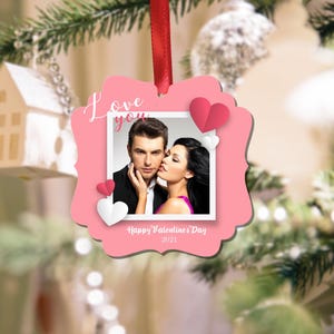 Gepersonaliseerde Valentijnsdagornament foto kerstversiering aandenken, kerstornament, aangepast ornament, Valentijnsdag, Valentijnsdagcadeau