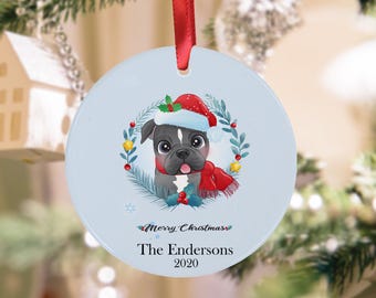 Ornamento natalizio personalizzato per la famiglia, cucciolo di cane, ricordo di Natale, ornamento natalizio, ornamento personalizzato.