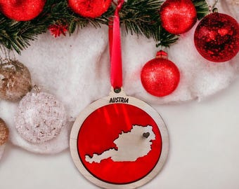 Personalized Austria Ornament, Austria Christmas Ornament, Austria Travel Souvenir, Vacation ornament, Austria Souvenir, Study Abroad