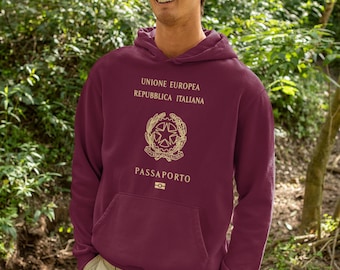 Italienischer Pass Hoodie - Unione Europea Passaporto Sweatshirt - Italienischer Stolz Hoodie - Italien Kulturerbe Geschenk - Passende Paar Hoodies