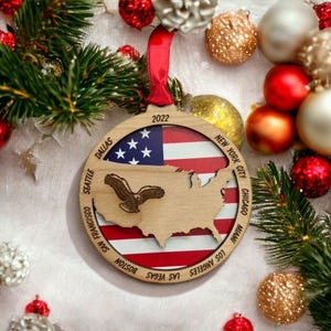 Personalized United States of America Ornament, USA Christmas Ornament,  United States Ornament, Travel Souvenir, Vacation ornament USA trip