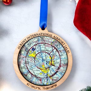 Personalisierte VFR Schnitt, Flughafen Karte, Luftraum, Luftfahrt Geschenke, Pilot Geschenk, Pilot Ornament, Flugzeug Ornament. Bild 3