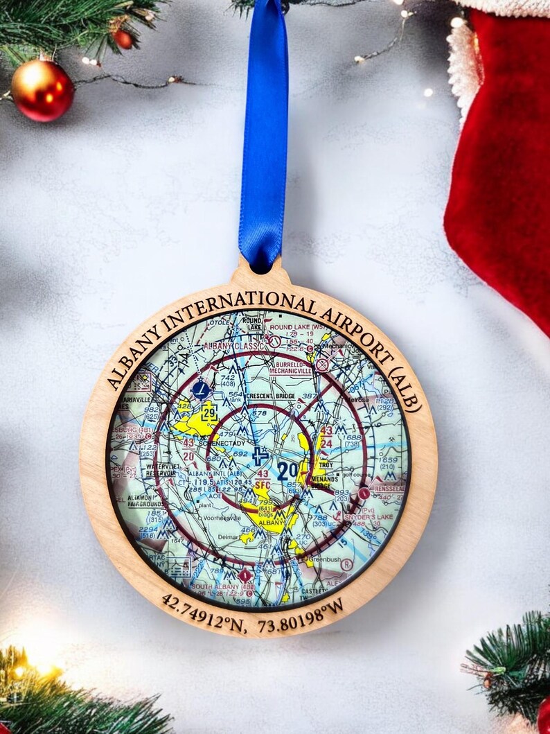 Personalisierte VFR Schnitt, Flughafen Karte, Luftraum, Luftfahrt Geschenke, Pilot Geschenk, Pilot Ornament, Flugzeug Ornament. Bild 3