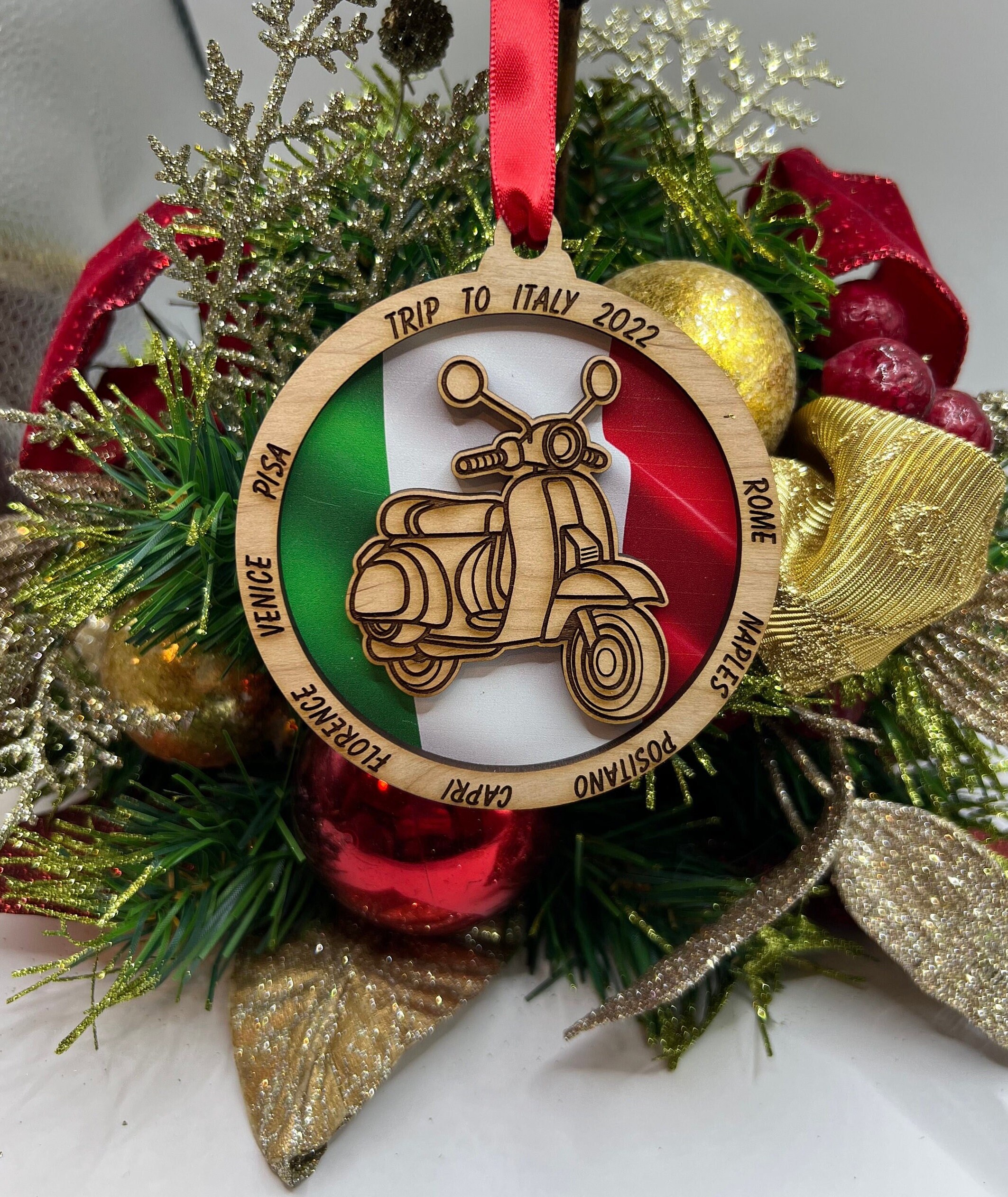 Personalized Italian Vespa Ornament Italy Christmas Ornament Etsy