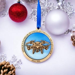 Personalisierte Drohne Ornament, Bachelor of Science in unbemanntes Flugsystem, Drohnenpilot Geschenk, Luftfahrt Geschenk, Drohnennutzer
