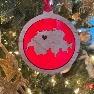 Personalized Switzerland Ornament, Switzerland Christmas Ornament,  SwitzerlandOrnament, Travel Souvenir, Vacation ornament Switzerland trip