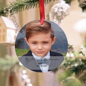Gepersonaliseerde Kerstmis Mijn Eerste Heilige Communie Ornamentfoto, de Herinnering van het Ornament van Kerstmis, het Ornament van Kerstmis, het Ornament van de Douane.