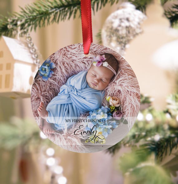 Personalized My First Christmas Baby Ornament Photo Wedding