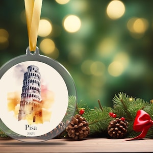 Personalized Italy Ornament, Pisa, Italy Christmas Ornament,  Italian Ornament, Travel Souvenir, Vacation ornament Italia,