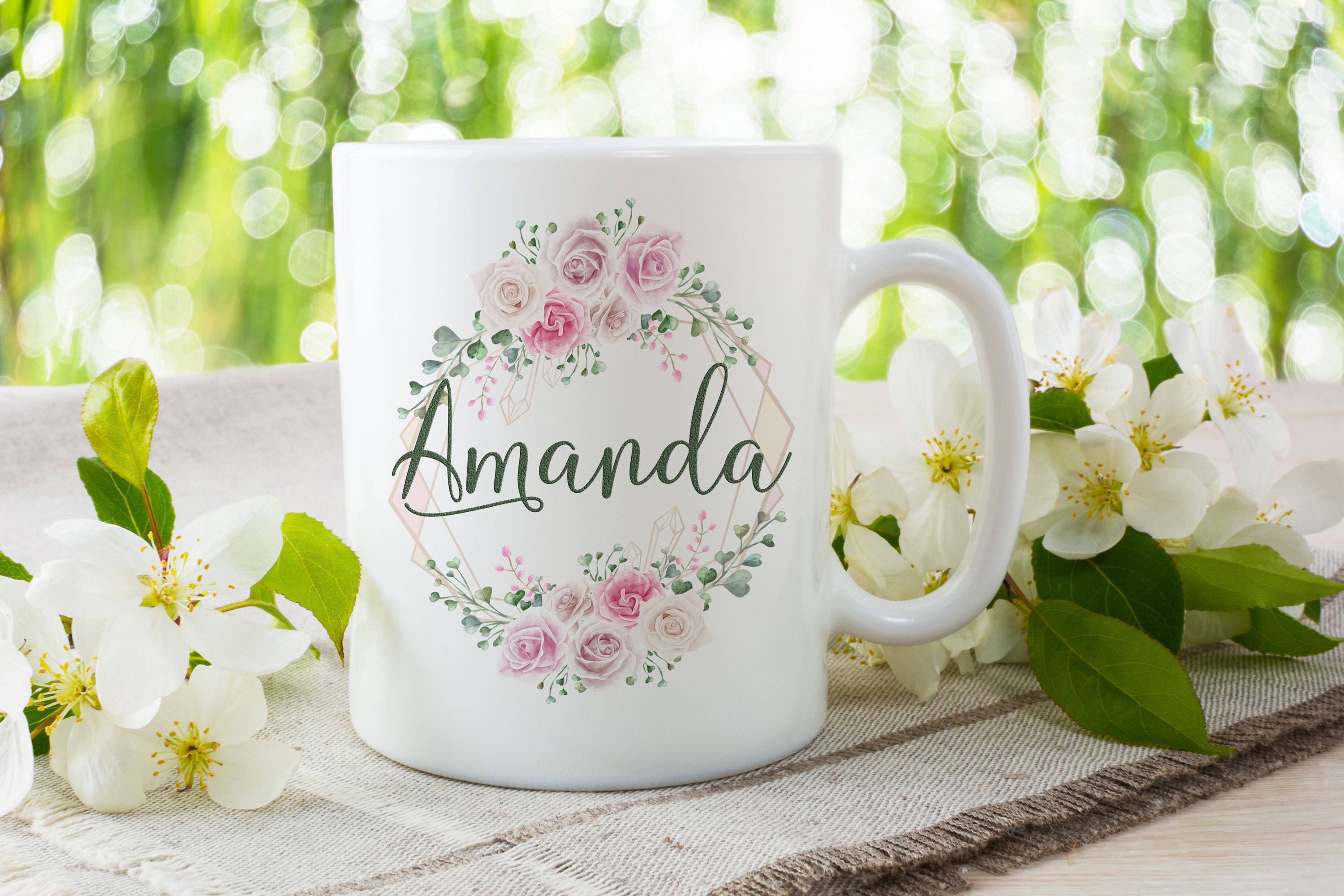 Magnolia Flower Mug, Personalized Name Mug, Custom Name Mug, Custom Tea Mug,  Mom Birthday Gift, Birthday Gifts For Her, Coffee Lover Gift