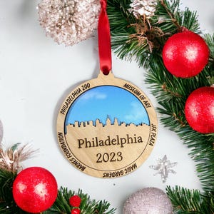 Personalized  Philadelphia Ornament, Philadelphia Christmas Ornament, Travel Souvenir Vacation ornament, trip to Philadelphia skyline