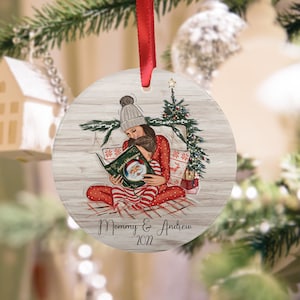 DOUBLE SIDED Personalized Mom and Son Ornament, Mommy and me, Christmas Ornament Keepsake, Christmas Ornament, Custom Ornament.