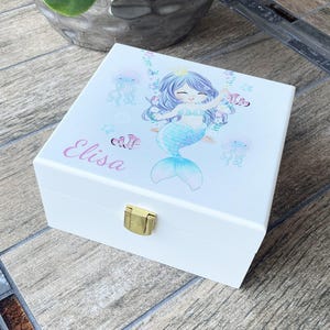 Personalisierte Meerjungfrau Design Schmuckschatulle, Andenken, Erinnerungsbox, Benutzerdefinierte Holz Schmuckschatulle, Mementos, Benutzerdefinierte Geschenk Weihnachten
