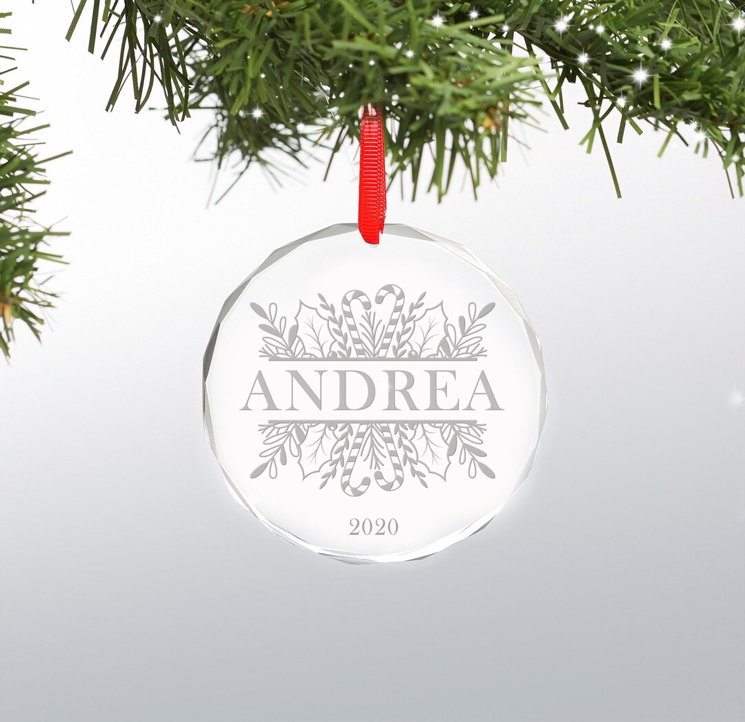 Personalized Engraved Glass Ornament, Personalized Christmas Ornament, Ornament Wedding