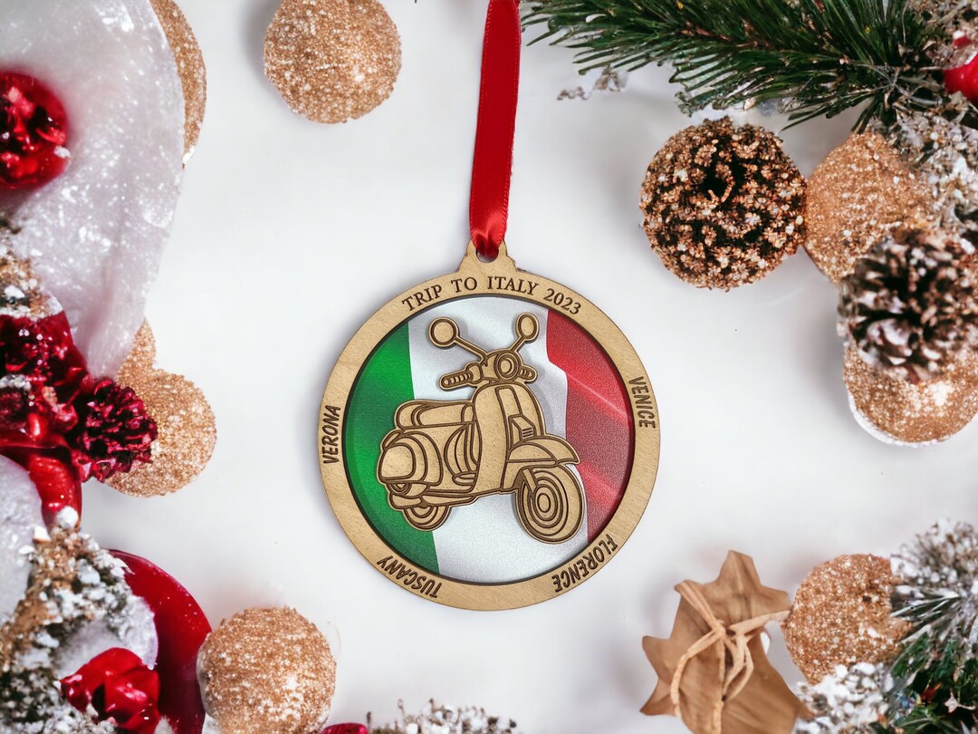 Personalized Italian Vespa Ornament, Italy Christmas Ornament, Italian