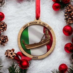 Personalized Venice Ornament, Italy Christmas Ornament,  Italian Ornament, Travel Souvenir, Vacation ornament, Venice Gondola Italy Souvenir