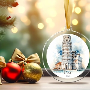 Personalized Italy Ornament, Pisa, Italy Christmas Ornament,  Italian Ornament, Travel Souvenir, Vacation ornament Italia,