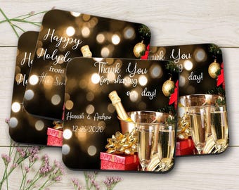 SET of 4 Personalized Wedding  Coasters, Wedding Favors, Keepsake Coasters,  Custom Coasters, Wedding Reception, Wedding Coasters Favors