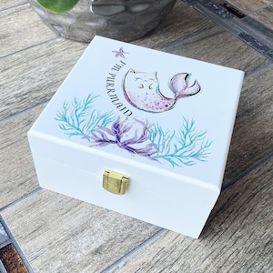 Personalized Purrmaid  design jewelry box, Keepsake, keepsake box, Custom wood jewelry case, Mementos, Custom Gift Christmas