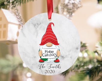 Personalized Christmas Gnome Family Ornament  Christmas Ornament Keepsake, Christmas Ornament, Custom Ornament.