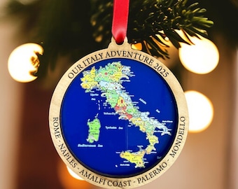 Personalized Italy Ornament, Italy Christmas Ornament,  Italian Ornament, Travel Souvenir, Vacation ornament, Italia, Italy Souvenir.
