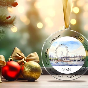 Personalized London Ornament, United Kingdom Christmas, London Ornament, Travel Souvenir, Vacation ornament London Souvenir.