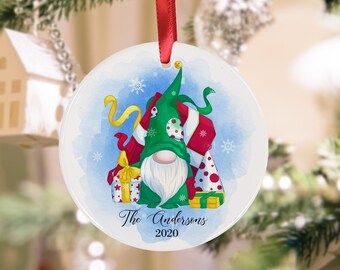 Personalized Christmas Gnome Family Ornament  Christmas Ornament Keepsake, Christmas Ornament, Custom Ornament.