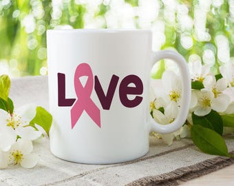 Awareness Ribbon Coffee Mug, Breast Cancer Survivor Gift