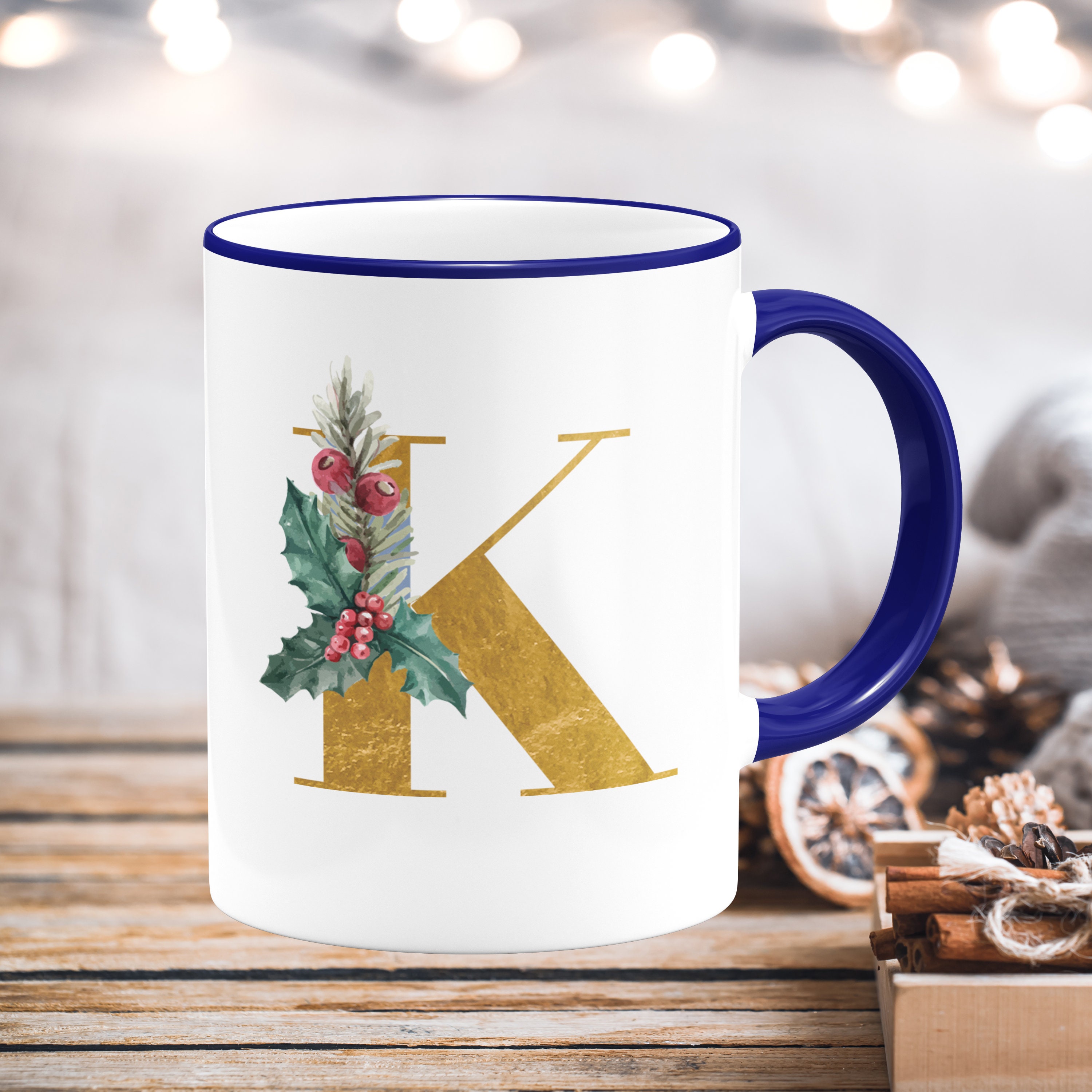 Personalized Christmas Mug Initial Mug Holiday coffee mug Etsy
