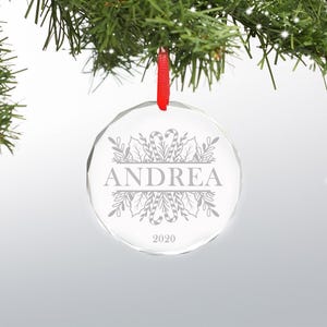 Personalized Engraved Glass Ornament, Personalized Christmas Ornament, Ornament Wedding Christmas Ornament Keepsake, Custom Ornament.