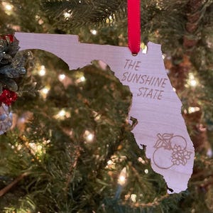 Enfeite de Natal personalizado da Flórida, enfeite de madeira, estado de Natal, enfeite de madeira para casa na Flórida, o estado do sol.