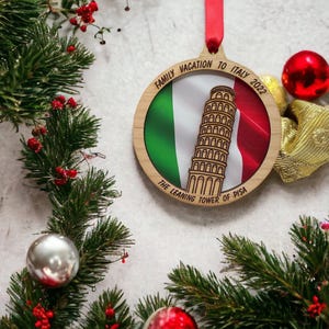 Personalized Pisa Ornament, Italy Christmas Ornament,  Italian Ornament, Travel Souvenir, Vacation ornament, Leaning tower, Italy Souvenir.