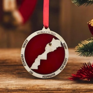 Personalized  Morocco Ornament, Morocco Ornament, Morocco travel Ornament, Travel Souvenir, Vacation ornament, , trip to Morocco