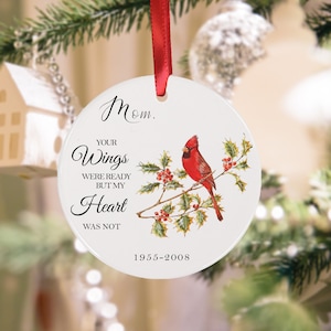 Personalized Memorial Keepsake Ornament, Your Wings Were Ready But My Heart Was Not, Memorial Ornament for Lost Loved One, In Loving Memory.
