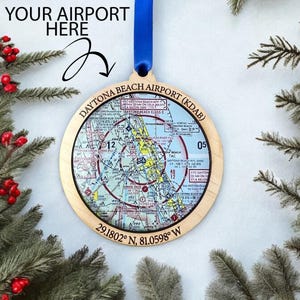 Personalisierte VFR Schnitt, Flughafen Karte, Luftraum, Luftfahrt Geschenke, Pilot Geschenk, Pilot Ornament, Flugzeug Ornament. Bild 1