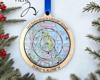 Personalisierte VFR Schnitt, Flughafen Karte, Luftraum, Luftfahrt Geschenke, Pilot Geschenk, Pilot Ornament, Flugzeug Ornament.
